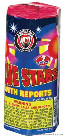 Fireworks - 200G Multi-Shot Cake Aerials - Blue Stars with Reports 200g Fireworks Cake